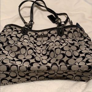 Coach signature black/white tote/purse